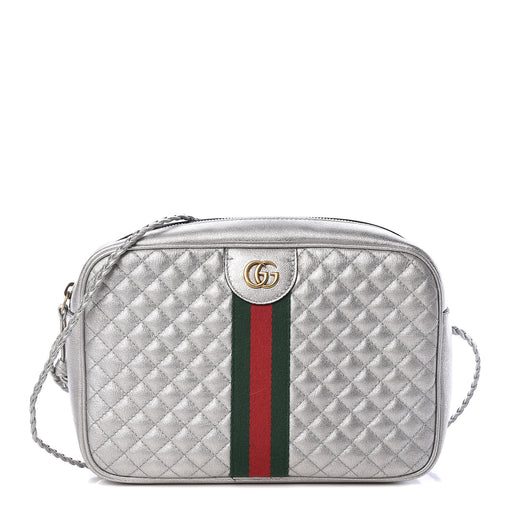 GUCCI METALLIC QUILTED LEATHER SHOULDER BAG - LuxurySnob