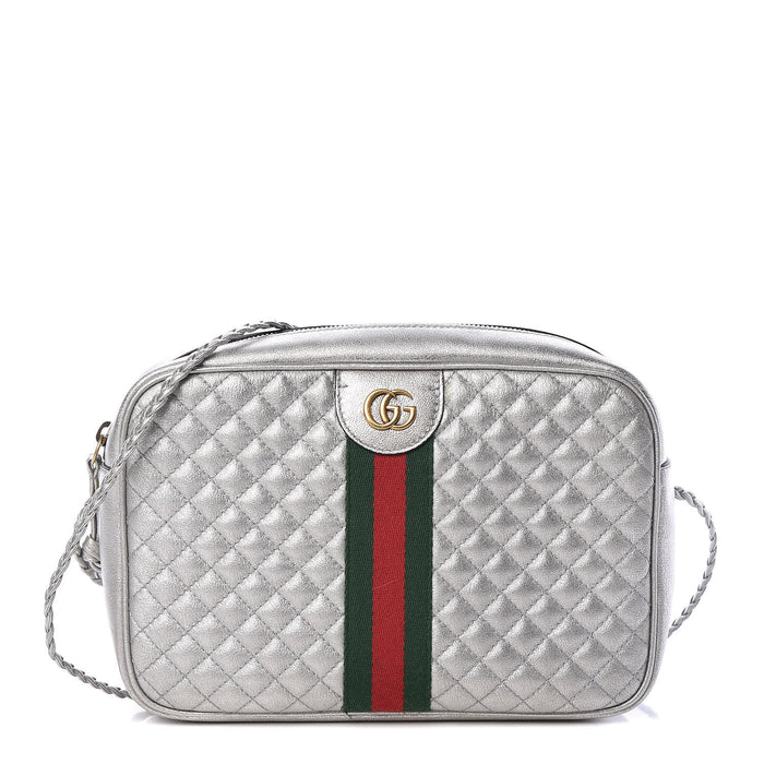 GUCCI METALLIC QUILTED LEATHER SHOULDER BAG - LuxurySnob