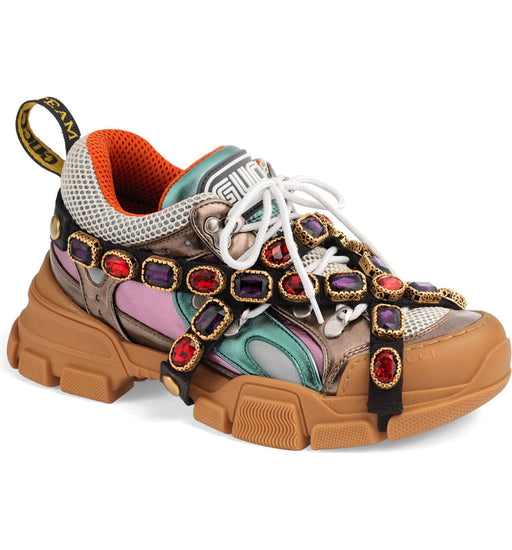 GUCCI WOMEN FLASHTREK JEWELL EMBELISHED SNEAKERS