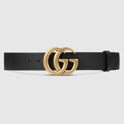 GUCCI LEATHER BELT WITH DOUBLE G BUCKLE - LuxurySnob