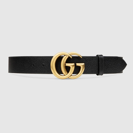 GUCCI LEATHER BELT WITH DOUBLE G BUCKLE - LuxurySnob