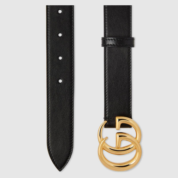 GUCCI GG MARMONT LEATHER BELT WITH SHINY BUCKLE