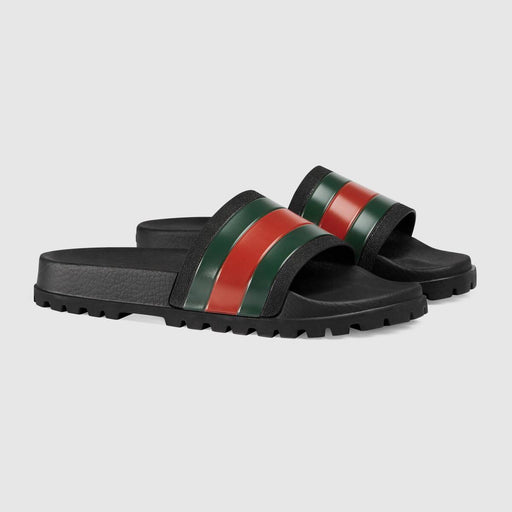 GUCCI WEB SLIDE SANDAL SIZE 7 - LuxurySnob