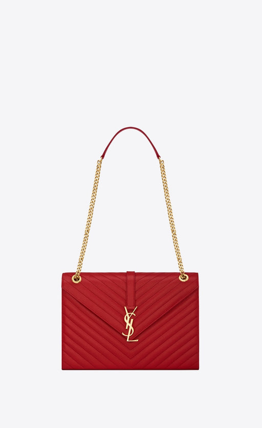 SAINT LAURENT LARGE ENVELOPE GRAIN DE POUDRE CHAIN BAG