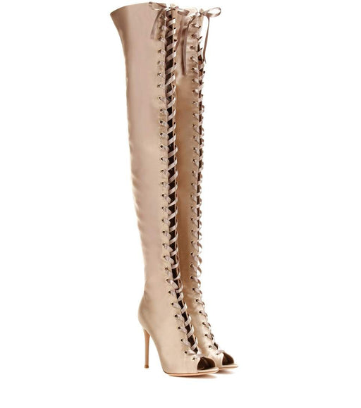 GIANVITO ROSSI MARIE SATIN BOOTS - LuxurySnob