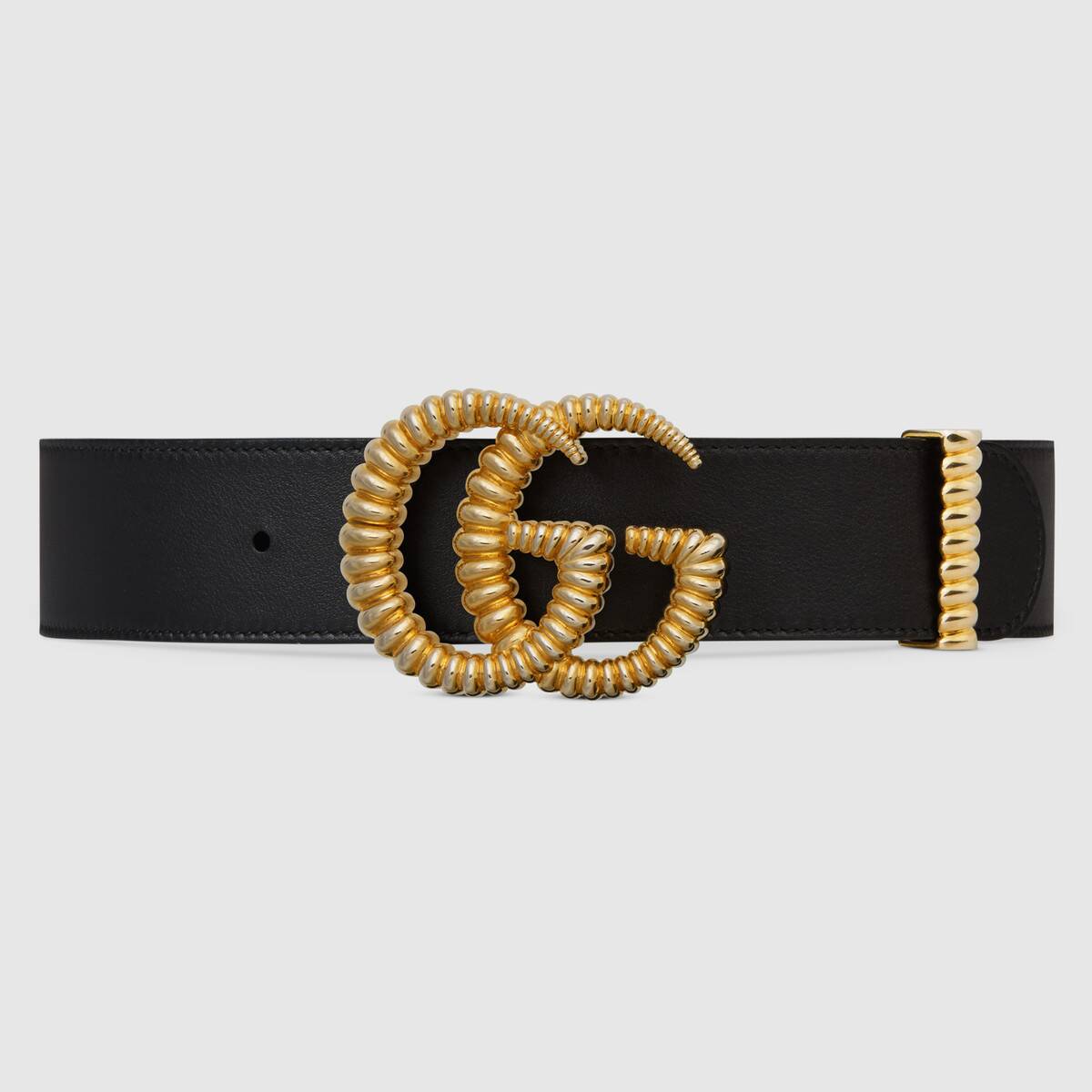 GUCCI LEATHER BELT WITH TORCHON DOUBLE G BUCKLE LSC INC