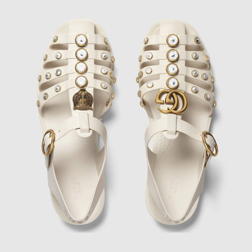 GUCCI  RUBBER SANDAL WITH CRYSTALS - LuxurySnob