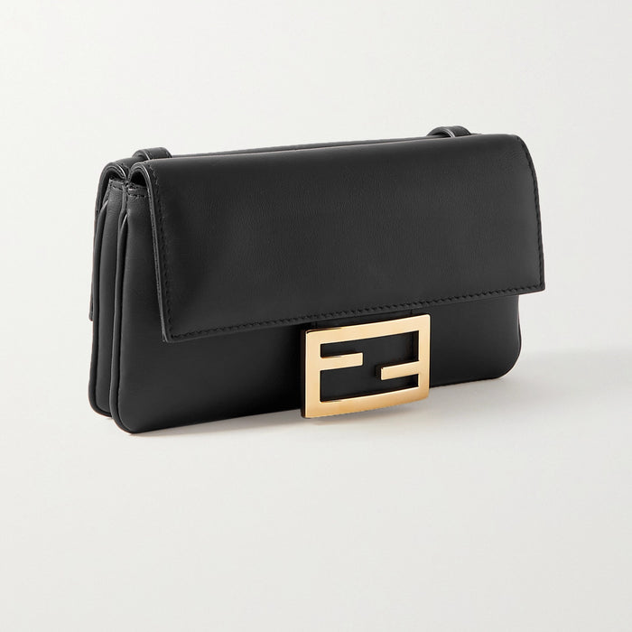 FENDI DUO BAQUETTE LEATHER SHOULDER BAG