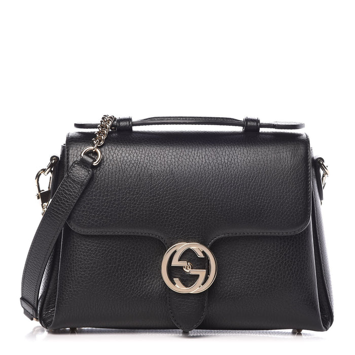 GUCCI DOLLAR CALFSKIN INTERLOCKING G TOP HANDLE SHOULDER BAG