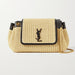 SAINT LAURENT NOLITA SMALL LEATHER RAFFIA SHOULDER BAG