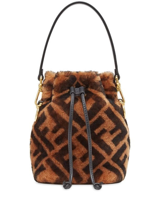 Fendi Mon Tresor Mini Bucket Bag in Brown Sheepskin