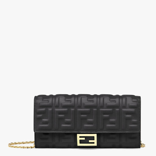 Fendi Continental Wallet on Chain in Black Leather