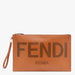 Fendi Large Flat Pouch in Smooth Brown Leather