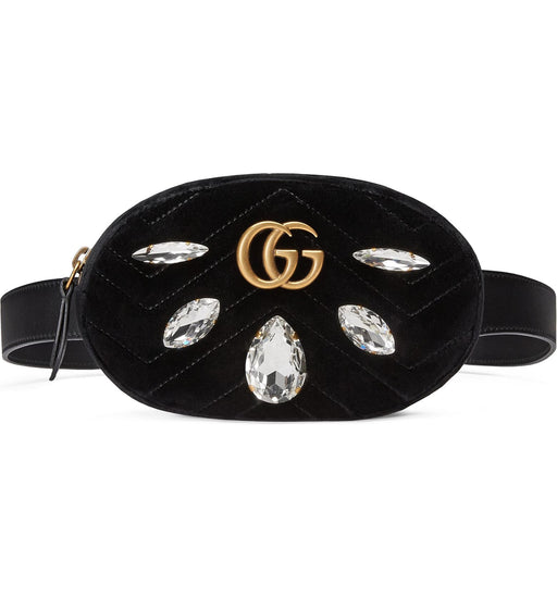 GUCCI MARMONT 2.0 CRYSTAL & VELVET BELT BAG - LuxurySnob