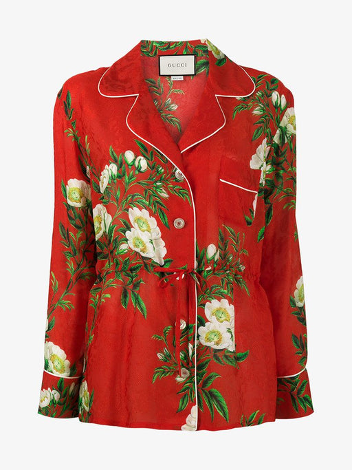GUCCI SILK FLORAL PRINT PAJAMA TOP SIZE 42 - LuxurySnob