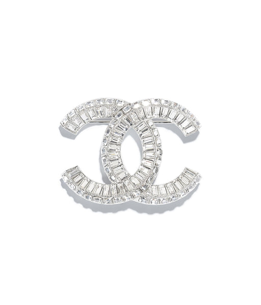 Chanel Silver and Crystal Brooch