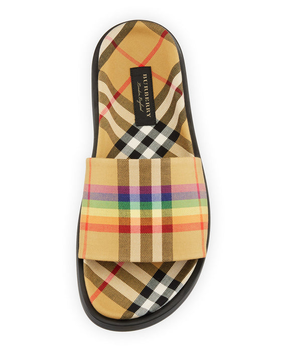 Burberry Rainbow Check Slide Sandals