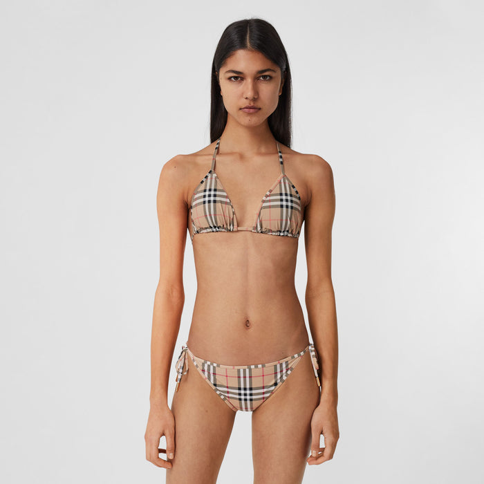 Burberry Vintage Check Triangle Bikini in Archive Beige