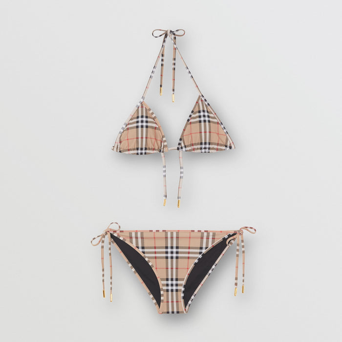 Burberry Vintage Check Triangle Bikini in Archive Beige