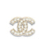 Chanel Gold Metal and Glass Pearl Brooch