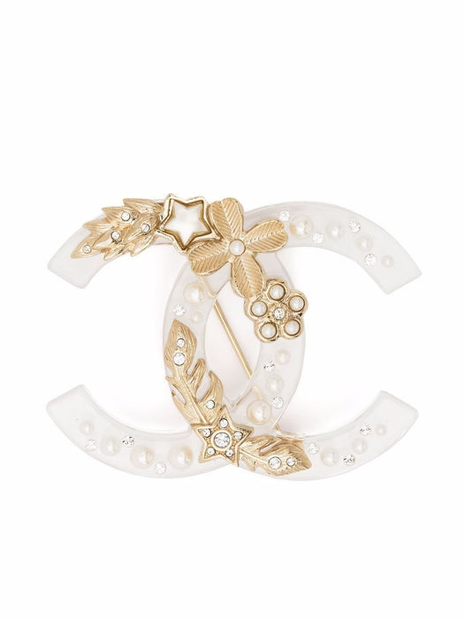 Chanel Gold Metal and Resin Brooch