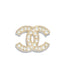 Chanel Gold Pearly White and Crystal Brooch
