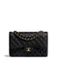 Chanel Large Classic Handbag in Black Grained Calfskin and Gold-Tone Metal