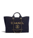 Chanel Large Denim Shopping Tote with Metallic Gold 