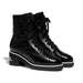 Chanel White Logo Crinkled Leather Combat Boots
