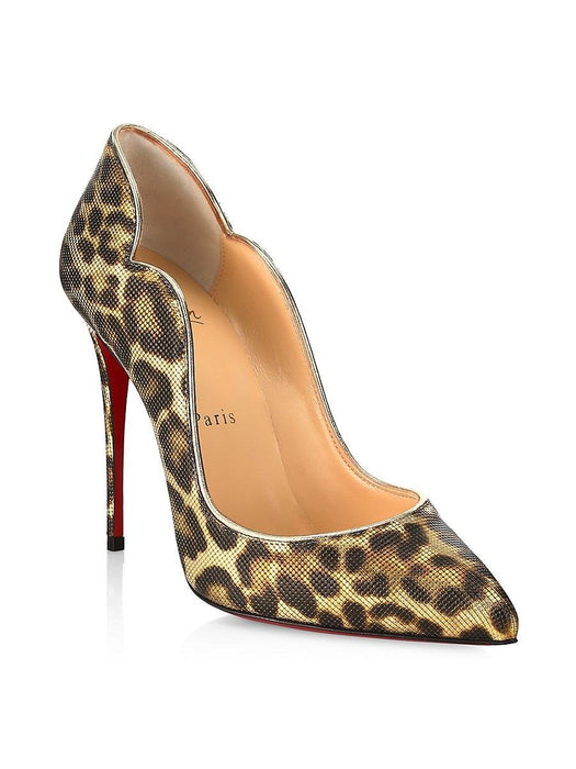 Christian Louboutin Hot Chick Leopard print Gold Pumps