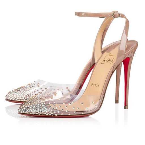 Christian Louboutin PVC Nude and Crystal Pumps