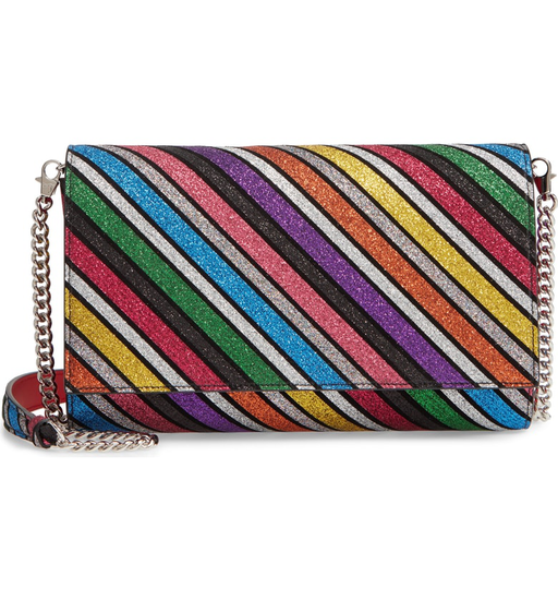 Christian Louboutin Rainbow Glitter Clutch on Chain