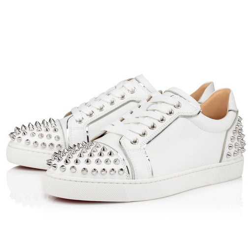 Christian Louboutin Vieira 2 Flat Sneakers in White and Silver