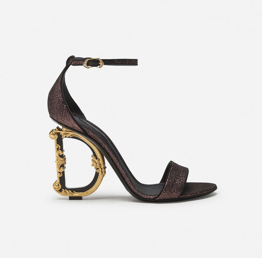 Dolce & Gabbana Jacquard Sandals with Baroque DG Heel