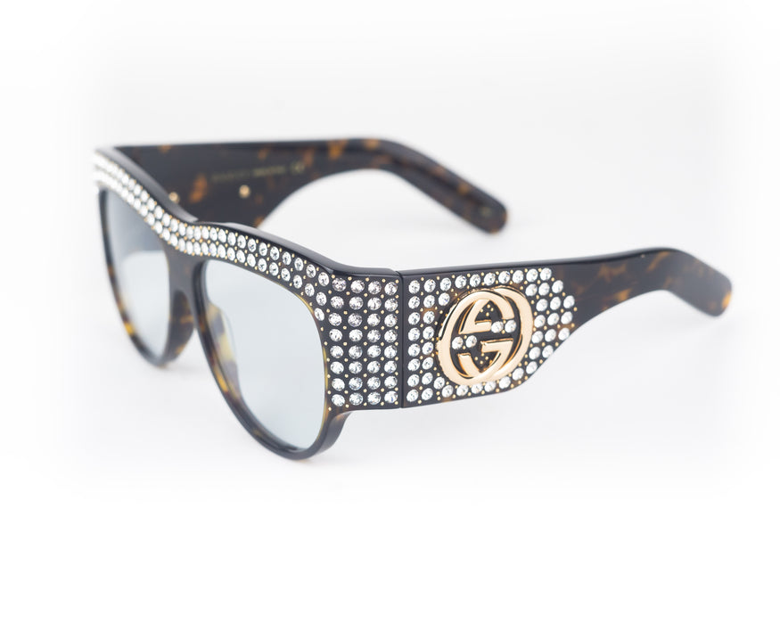 Gucci Crystal Havana Hollywood Forever Sunglasses