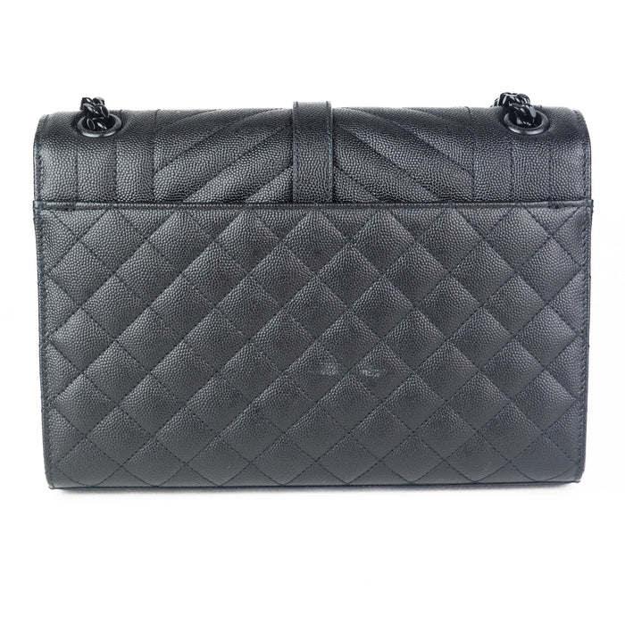 Saint Laurent Medium Tre-Quilt Leather Envelope Bag in All Black