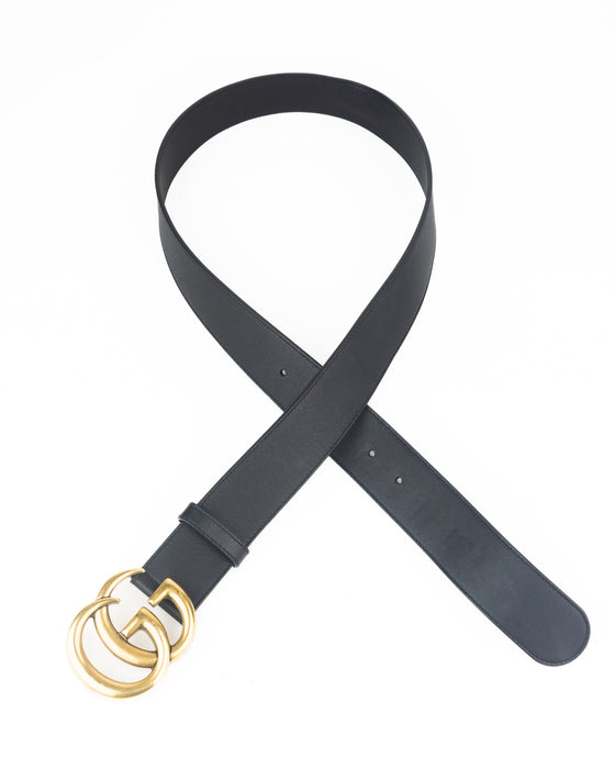 Gucci 2015 Re-Edition Wide Leather Belt in Black