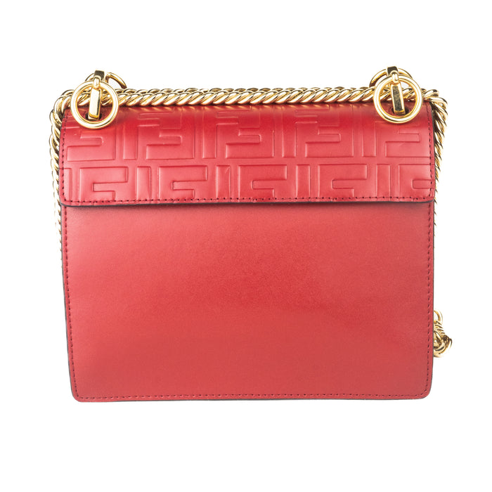 Fendi Small Red Leather Zucca Kan Bag