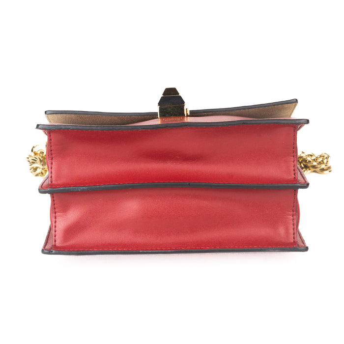 Fendi Small Red Leather Zucca Kan Bag