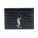 Saint Laurent Monogram Card Case Croc Embossed Shiny Leather
