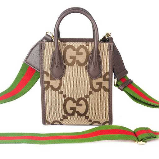 Gucci Jumbo GG Mini Tote Bag in Camel and Ebony Canvas