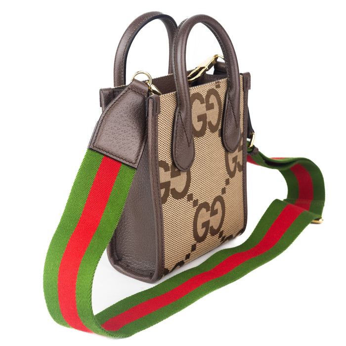 Gucci Jumbo GG Mini Tote Bag in Camel and Ebony Canvas