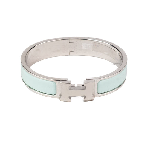 Hermes Clic H Bracelet in Mint with Silver Hardware