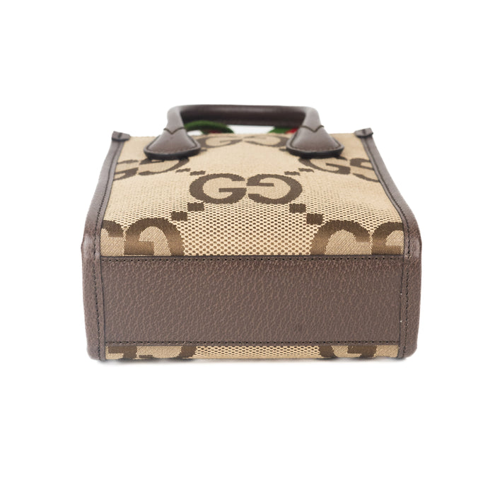 Gucci Jumbo GG Mini Tote Bag in Camel and Ebony Canvas