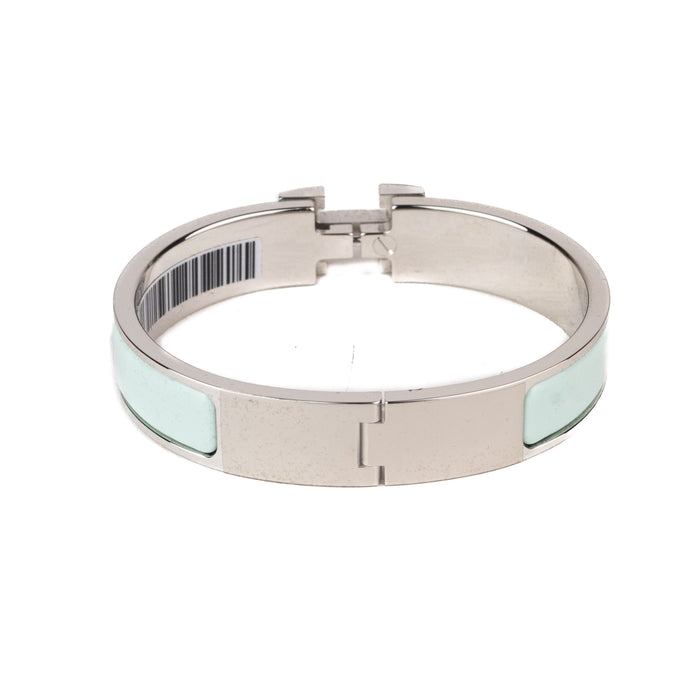 Hermes Clic H Bracelet in Mint with Silver Hardware