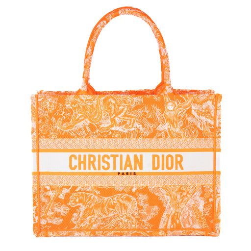 Dior Medium Book Tote in Fluorescent Orange