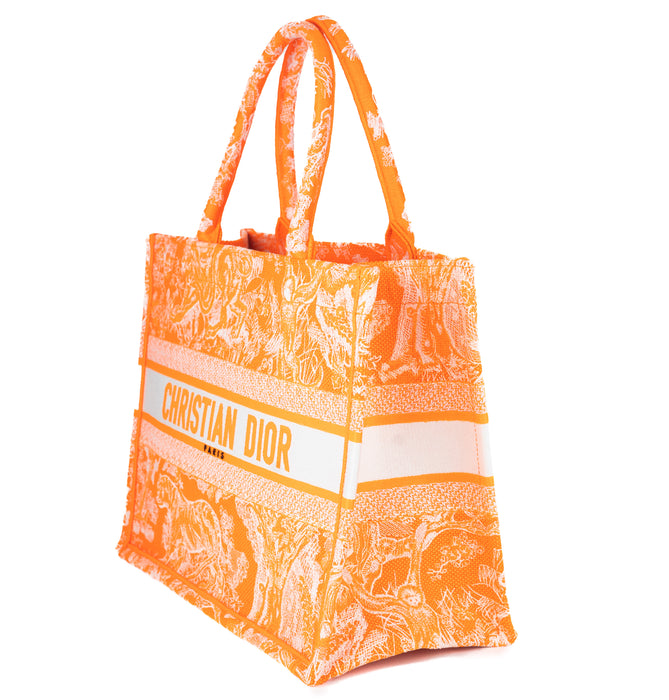 Dior Medium Book Tote in Fluorescent Orange