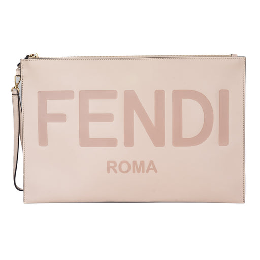 Fendi Large Flat Pouch in Pink Leather
