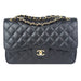 Chanel Large Classic Handbag in Black Grained Calfskin and Gold-Tone Metal