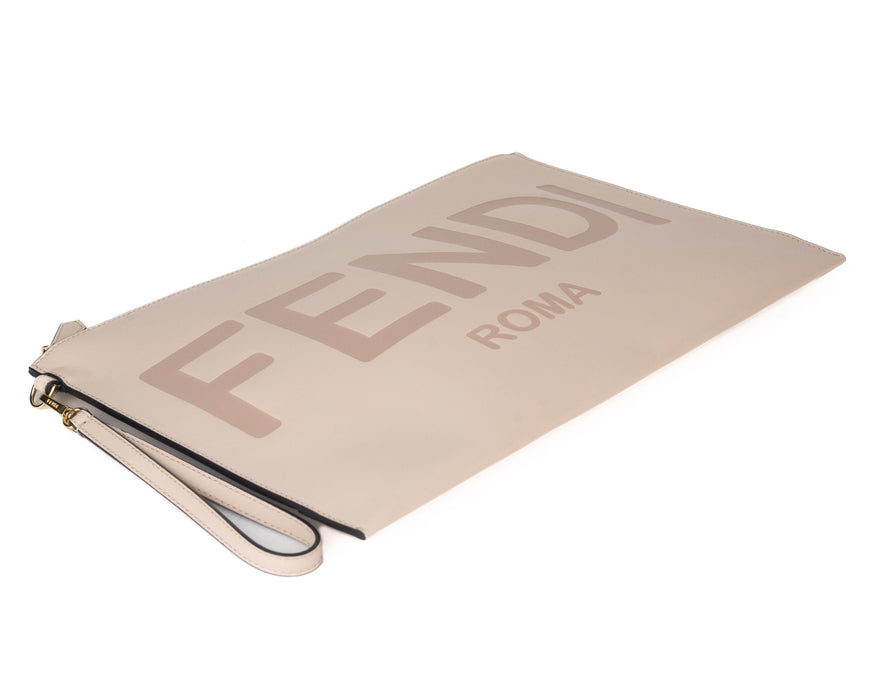 Fendi Large Flat Pouch in Pink Leather